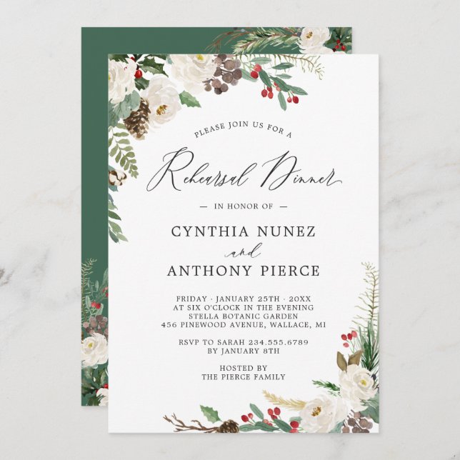 Convite Janto de Ensaio de Casamento Floral Rustic Chic Wi (Frente/Verso)