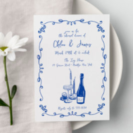 Convite Janto de Ensaio de Casamento Ilustrado Whimsical