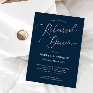 Convite Janto de ensaio de casamento mínimo azul marinho