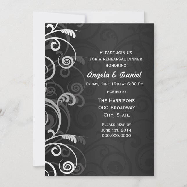 Convite Janto de Ensaio de Casamento Moderno Negro e Branc (Frente)
