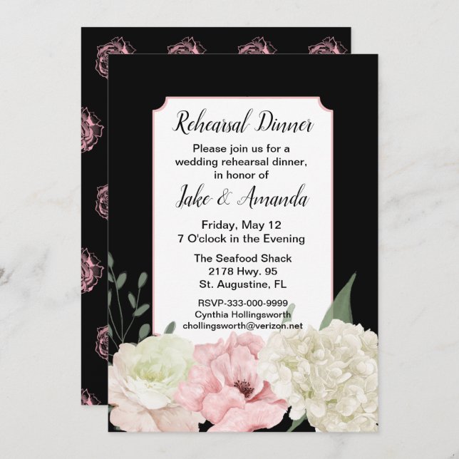 Convite Janto de Ensaio de Casamento Negro Chic (Frente/Verso)