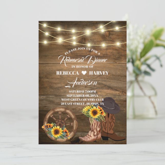 Convite janto de ensaio de casamento ocidental do cowboy c (Em pé/Frente)