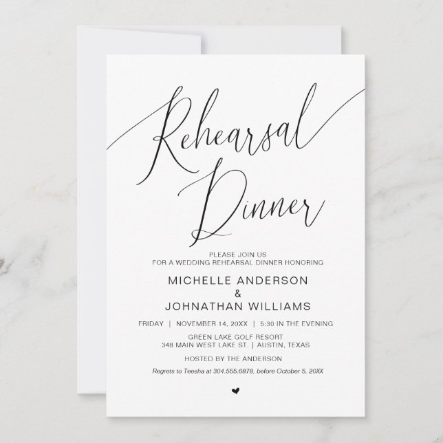 Convite Janto de ensaio de casamento, preto moderno simple (Frente)