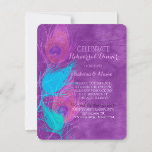 Convite Janto de Ensaio de Casamento Púrpura de Peacock