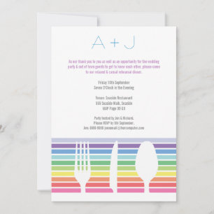 Convite Janto de ensaio de casamento Rainbow Cutlery Convi