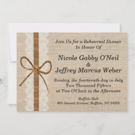 Convite Janto de Ensaio de Casamento Rustic Country Burlap