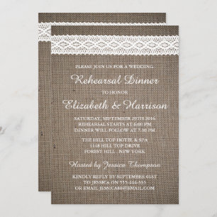Convite Janto de Ensaio de Casamento Rústico, Lace Branco
