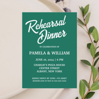 Convite Janto de ensaio de casamento simples Emerald Green
