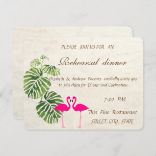 Convite Janto de Ensaio de Casamento Tropical Flamingos