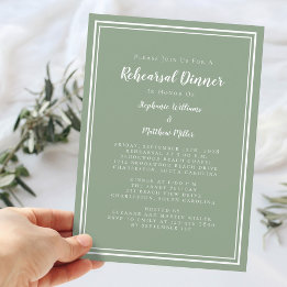 Convite Janto de Ensaio de Casamento Verde de Sage Minimal