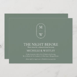 Convite Janto de ensaio de casamento verde do Monograma Sa
