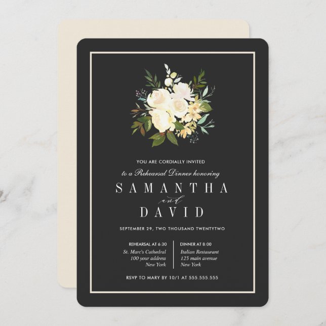 Convite Janto de Ensaio de Casamentos Orgânicos Elegante (Frente/Verso)