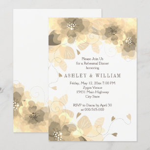 Convite janto de ensaio de casamentos outono florais Sepia
