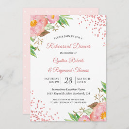 Convite Janto de ensaio de Confetti Floral Elegante Rosa-Q