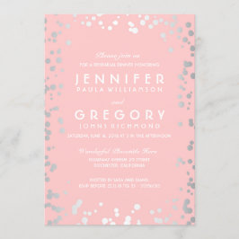 Convite Janto de ensaio de Confetti Vintage em Prata e Ros