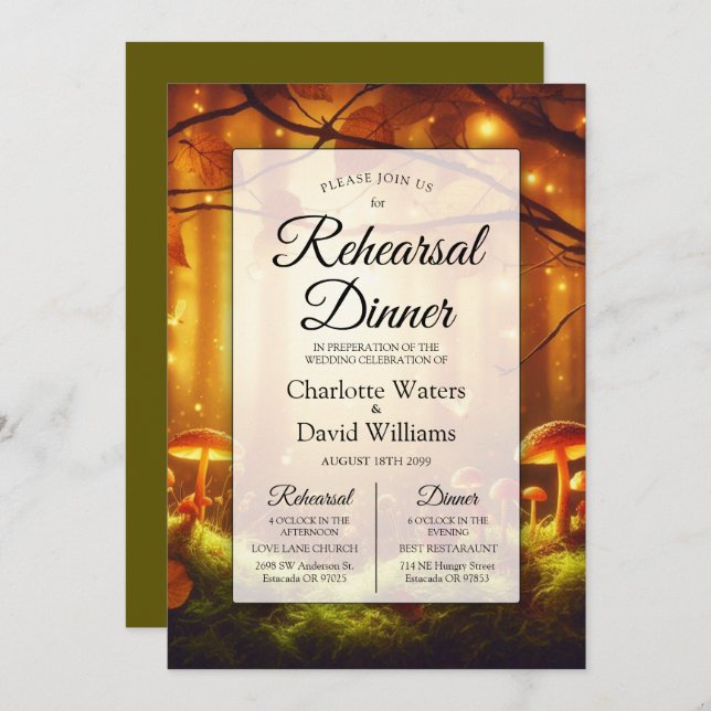Convite Janto de ensaio de Contato de Floresta Amber Magic (Frente/Verso)