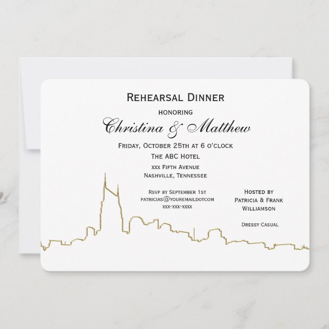 Convite Janto de Ensaio de Contorno de Nashville Tenn Skyl (Frente)