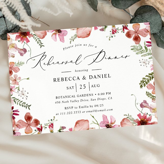 Convite Janto de ensaio de cor aquosa rosa elegante (Criador carregado)