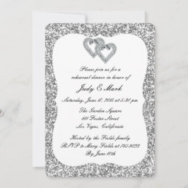Convite Janto de Ensaio de Corações Diamantes de Silver Gl