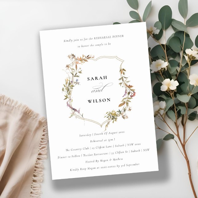 Convite Janto de ensaio de crest de Flores Selvagem, Rosa- (Criador carregado)