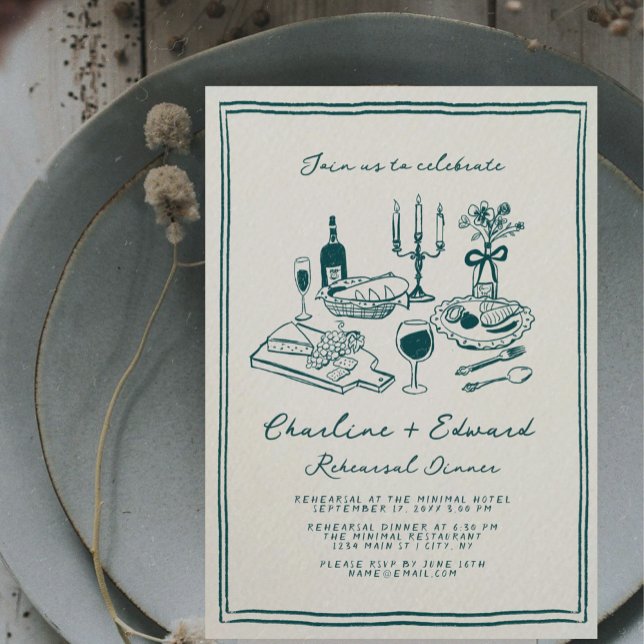 Convite Janto de Ensaio de Desenho Funcional Desenho à Mão (Criador carregado)