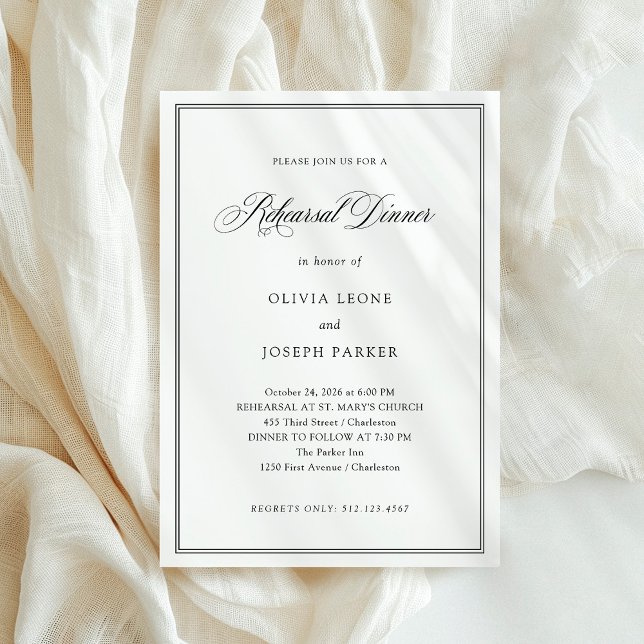 Convite Janto de ensaio de Elegância Clássica Preta e Bran (Criador carregado)