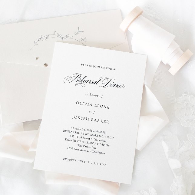 Convite Janto de ensaio de elegância mínima a preto e bran (Criador carregado)