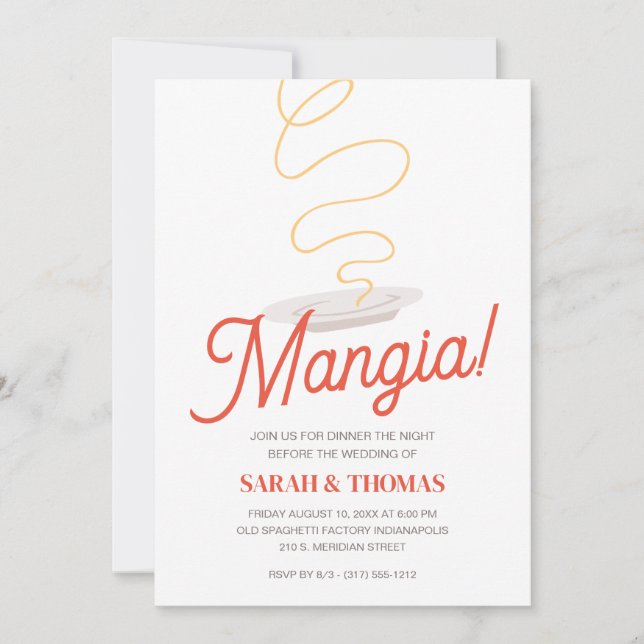 Convite Janto de ensaio de espaguete (Frente)