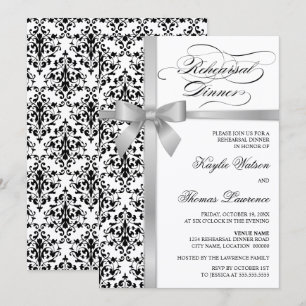 Convite Janto de Ensaio de Faux Silver Ribbon do Damask