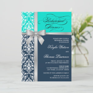 Convite Janto de Ensaio de Faux Silver Ribbon do Damask