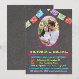 Convite Janto de Ensaio de Fiesta Mexicano Foto Chalkboard