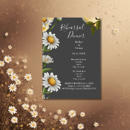 Convite janto de ensaio de flores em preto onyx retro Marg