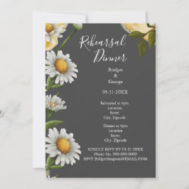 Convite janto de ensaio de flores em preto onyx retro Marg