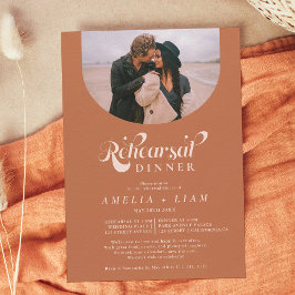 Convite Janto de ensaio de foto-terracotta com script retr