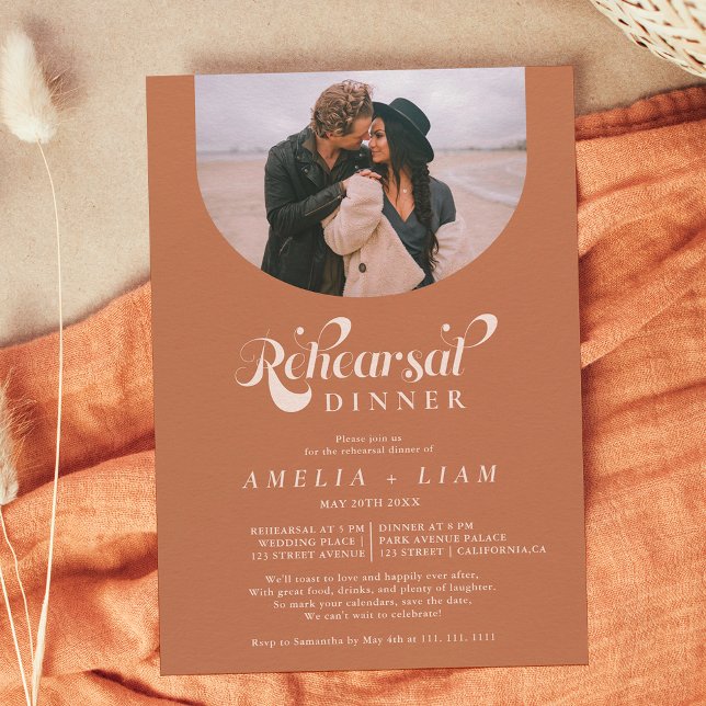 Convite Janto de ensaio de foto-terracotta com script retr (Criador carregado)