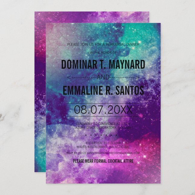 Convite Janto de ensaio de Galáxia de Fumo Personalizado (Frente/Verso)