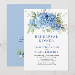 Convite Janto de ensaio de Hydrangea Azul Elegante