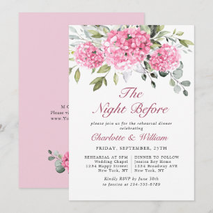 Convite Janto de ensaio de Hydrangea, cor rosa-d-água Eleg