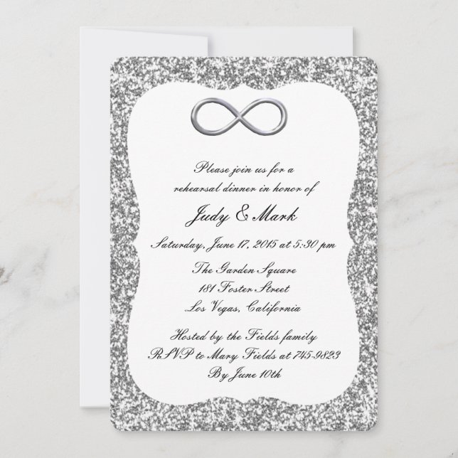 Convite Janto de ensaio de infinidade da prata com brilho (Frente)