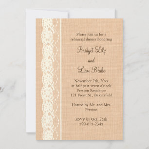 Convite Janto de ensaio de Ivory Lace & Light Burlap