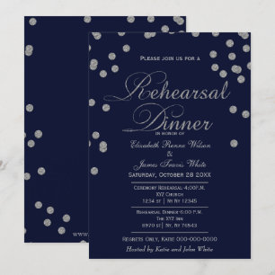 Convite janto de ensaio de marinho com brilho de prata con