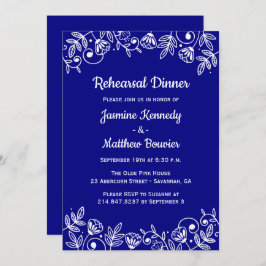 Convite Janto de ensaio de Marinho Floral Flores para casa