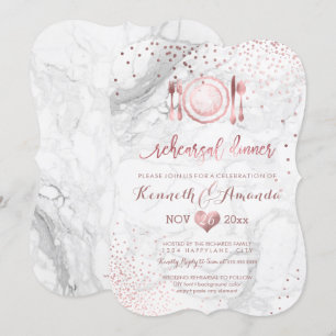 Convite Janto de ensaio de mármore/Marble+Faux Rosa Doura