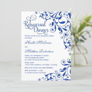 Convite Janto de ensaio de Na moda Royal Blue Swirls