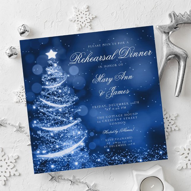 Convite Janto de ensaio de Natal da Wonderland Winter (Winter Wonderland Christmas Rehearsal Dinner Invitation)
