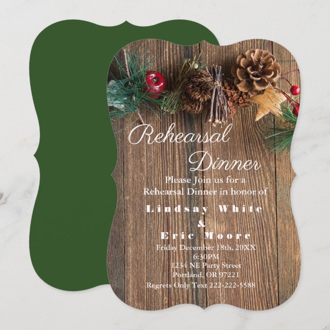 Convite Janto de ensaio de Natal Rustic Country (Frente/Verso)