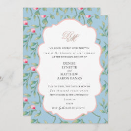 Convite Janto de ensaio de Omphalodes Azul e Gossamer Rosa