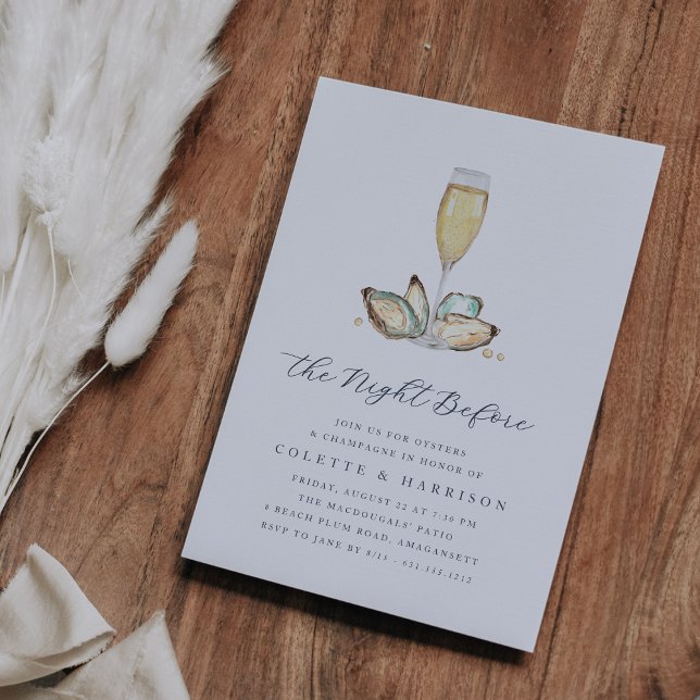 Convite Janto de ensaio de ostras costeiras e champanhe (Oysters & champagne rehearsal dinner invitations)