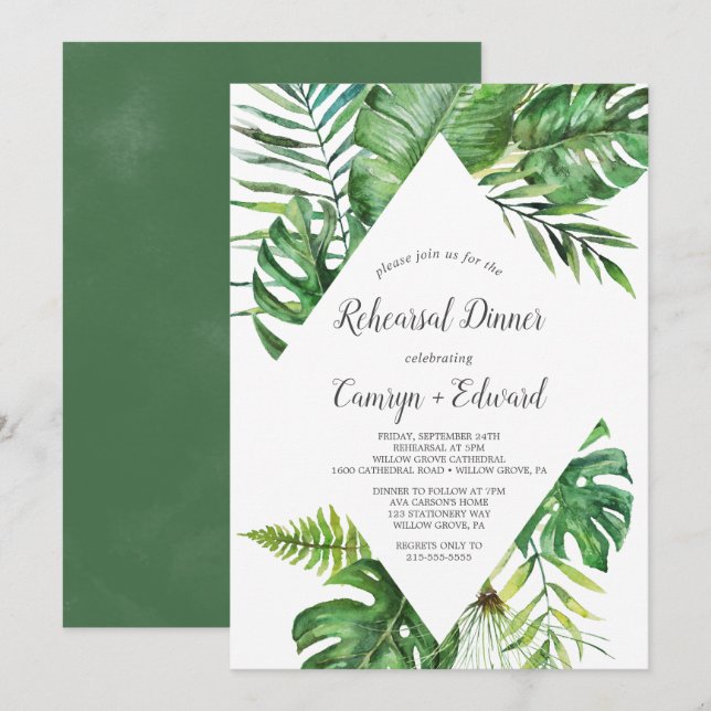 Convite Janto de ensaio de palma tropical selvagem (Frente/Verso)