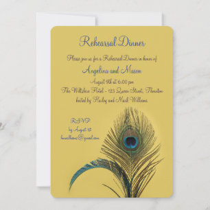 Convite Janto de ensaio de peacock elegante (amarelo)
